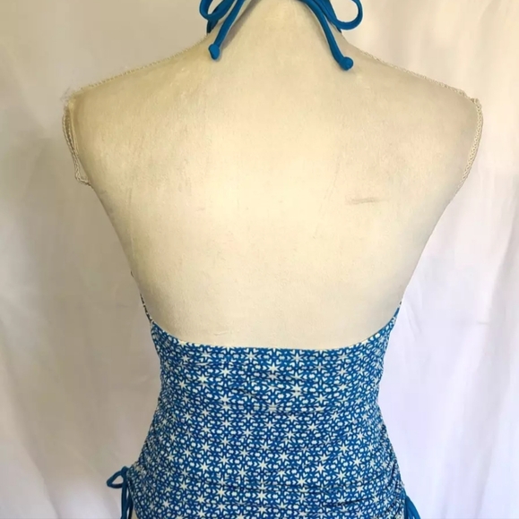 New Boden Blue Ruched Sardinia Tankini Top US 8 Geometric - Picture 6 of 6
